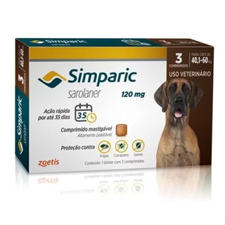 Simparic 120mg 3 Comprimidos - Cães de 40,1 a 60 kg - Zoetis Original