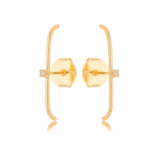 Semijóia de Alto Padrão com Qualidade Gazin - 1 Ano de Garantia no Banho - Brinco Ear Hook Liso com Micro Zircônia - Banho Ouro 18k