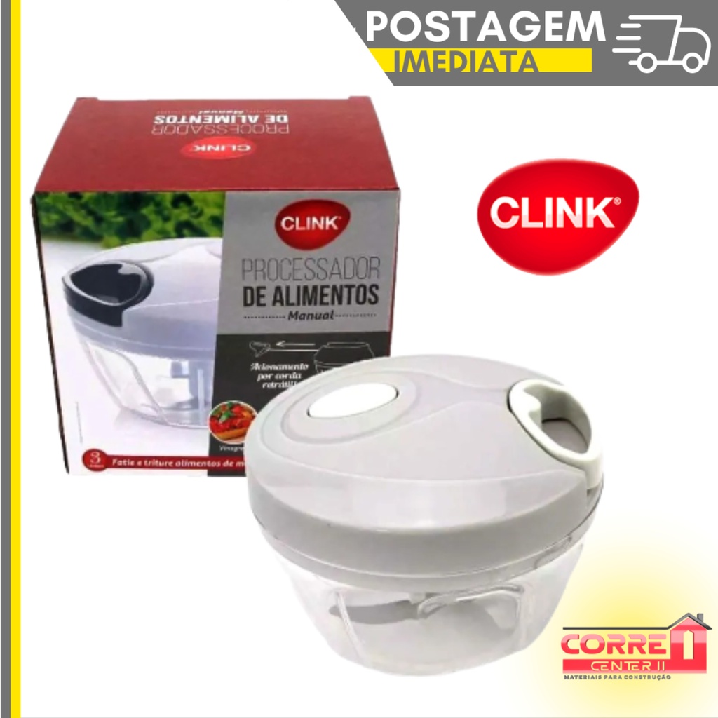 Multi Processador de Alimentos Manual 400ml CLINK Premium 3 Lâminas Inox