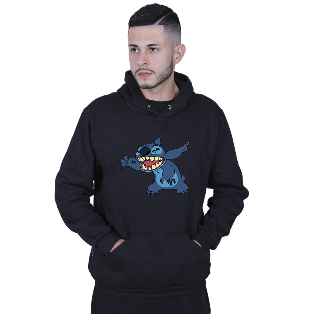 Moletom Unissex Capote Lilo Stitch Risada Blusão