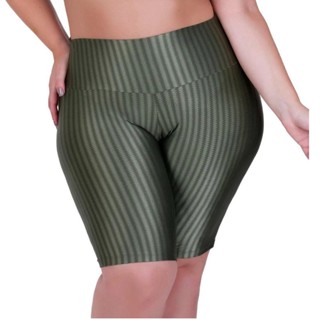 Bermuda Plus Size Em Poliamida 3D Cintura Alta