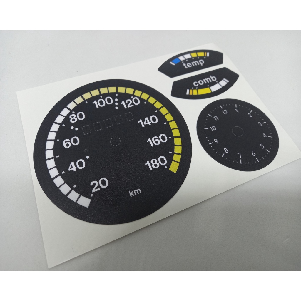 ADESIVOS PAINEL CHEVETTE 73 A 75 / KIT VELOCÍMETRO, RELÓGIO,  TEMP e COMB