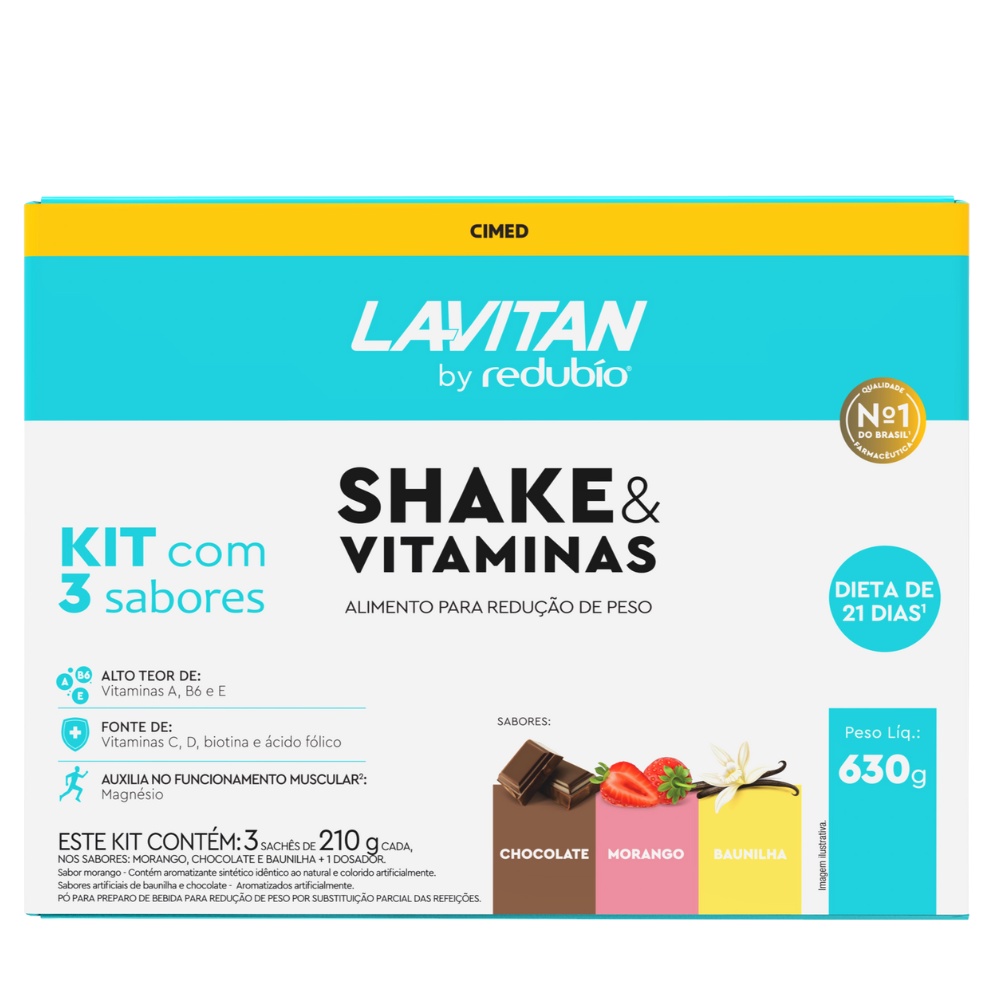 Kit Shake Redubío Com 3 SABORES 630g Dieta 21 dias