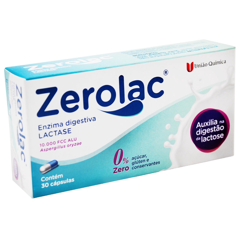 Zerolac Enzima Lactase 10.000 30 Caps Original Zero Açúcar