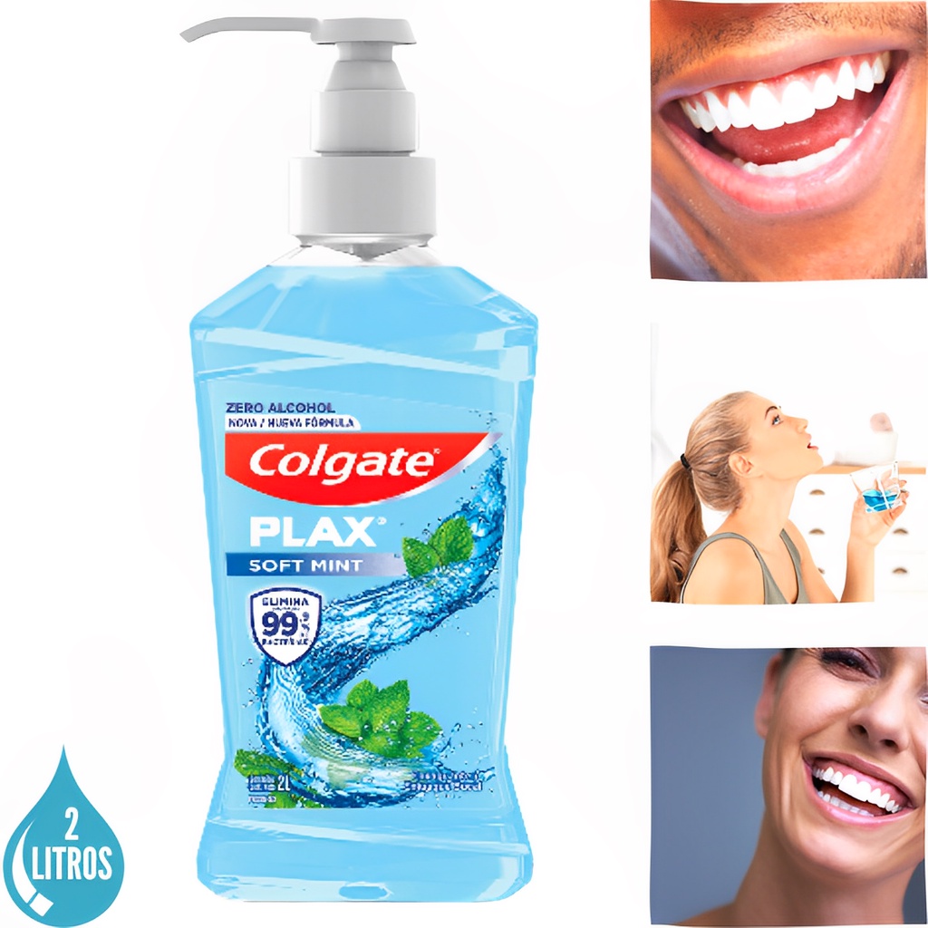 Enxaguante Bucal Colgate Soft Mint Sem Alcool Hálito Fresco Elimina 99,9% Das Bactérias 2 Litros