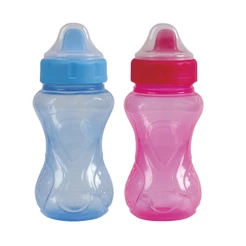 Copo azul e Rosa Com Tampa E Válvula Redutora De Pingos Babygo 340ml Menino e Menina