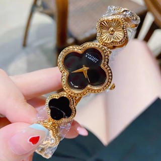 Relógio Feminino Forma De Trevo Dourado Prata Design De Alça De Discagem De Aço Inoxidável Cronógrafo Ladies Watch