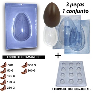 forma de silicone para ovo de pascoa BwB 3 partes 50g 100g 150g 250g 350g em Oferta na Shopee