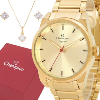 Relógio Champion Feminino Dourado Branco Prova d