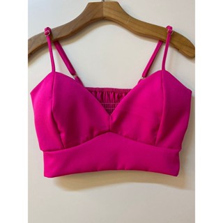 Top Cropped Alfaiataria Com Decote V De Alça Com Bojo Elástico nas costas em Oferta na Shopee