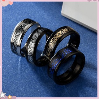 Liluke Moda Masculina Simples Padrão De Dragão Luminoso Anel Brilhante Acessório De Joias