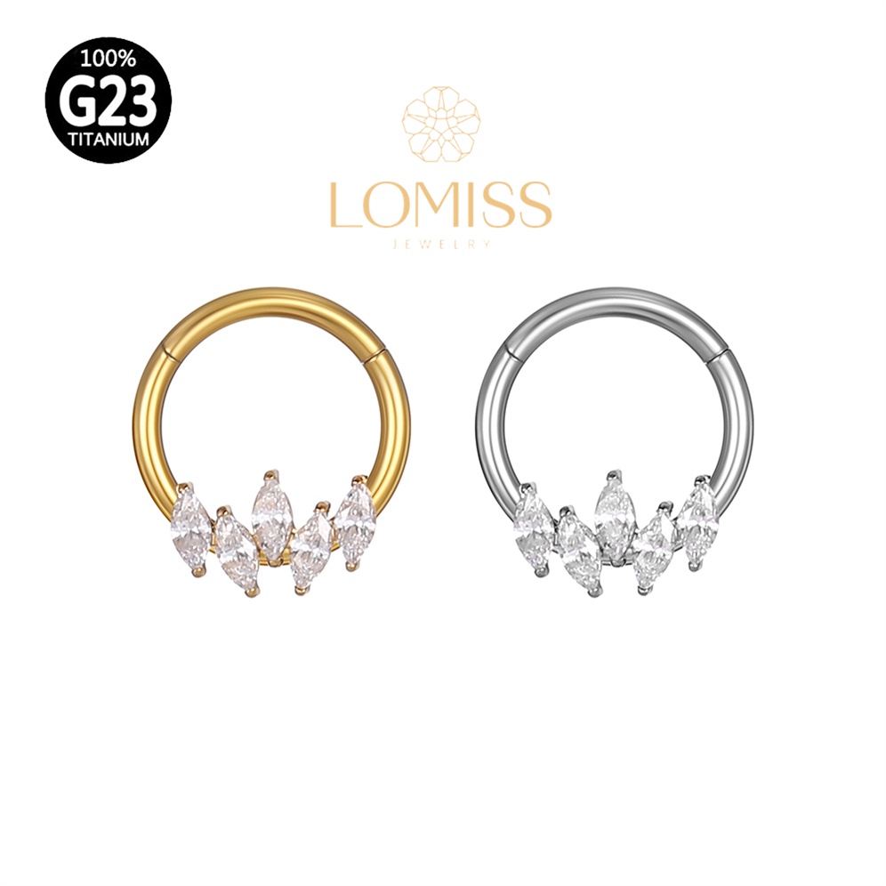Piercing Orelha Nariz Argola Titânio G23 Pvd Clik 5 Zircônia《Lomiss  piercing》 - Fashion Accessories