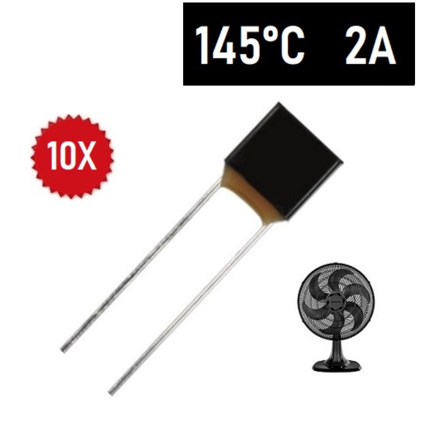 10 Fusível Térmico 2A 145 Graus 145C 145°C 250V