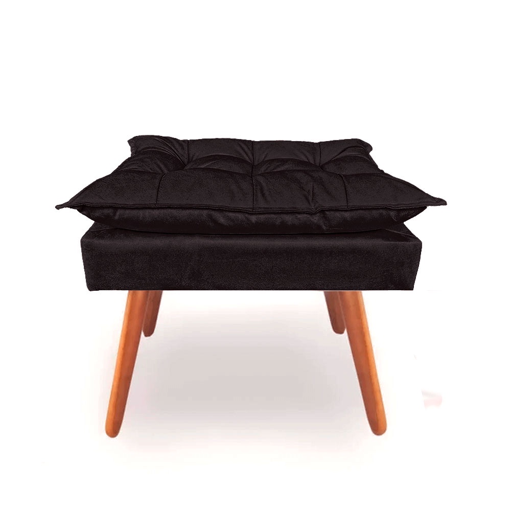 Puf Puff Suede Opala Preto Pés Palito