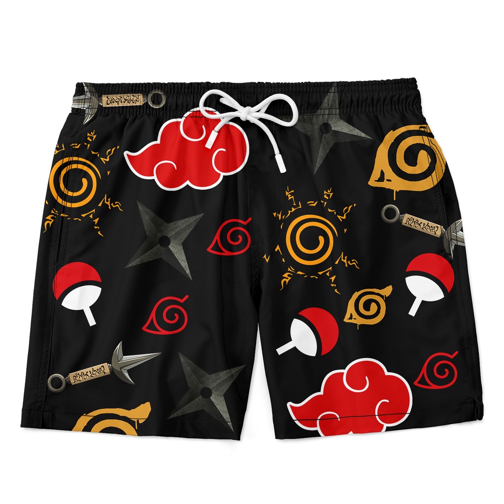 Bermuda Short Praia Naruto Akatsuki Nuvem calção mauricinho Academia Treino Esporte Tectel