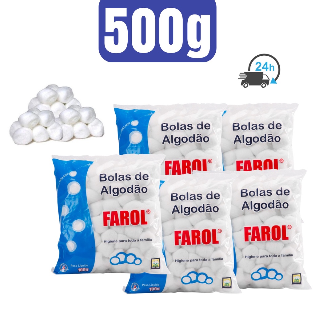 Bolas de Algodão Branco 500g Estética Saúde Algodão Bola