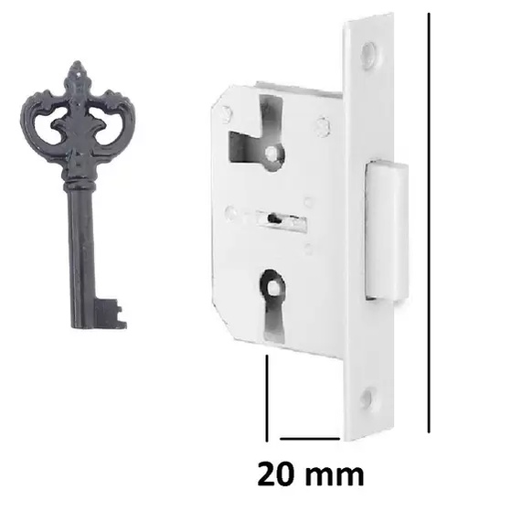 Fechadura Embutir Para Móveis Chave Colonial  - Haga - FECHADURA CRISTALEIRA - FECHADURA EMBUTIR HAGA