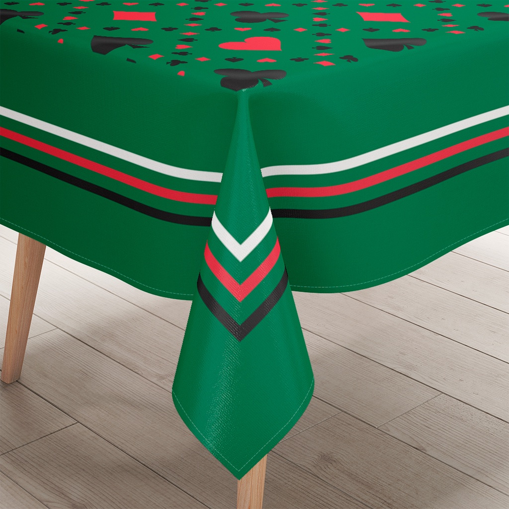 Toalha de Mesa Quadrada Decorativa para 4 Lugares Naipes Verde Dcorô