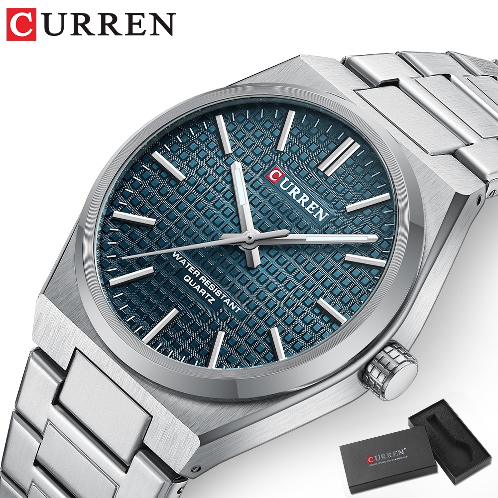 Relógios Masculinos Original CURREN Marca Nova 40cm Ponteiro Luminoso De Discagem De Aço Inoxidável Cinta Simples Fashion Business Casual Quartzo 3ATM À Prova D'água Com Caixa 8439 S em Oferta na Shopee