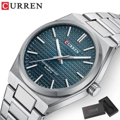 Relógios Masculinos Original CURREN Marca Nova 40cm Ponteiro Luminoso De Discagem De Aço Inoxidável Cinta Simples Fashion Business Casual Quartzo 3ATM À Prova D'água Com Caixa 8439 S