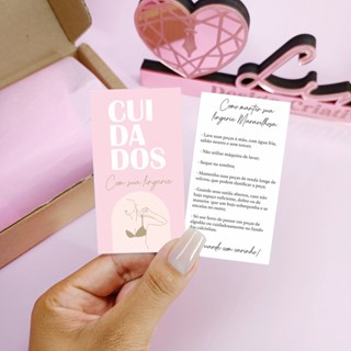 50/100uni Cartão de cuidados com lingerie - Cuidados com peças íntimas - Pronta entrega