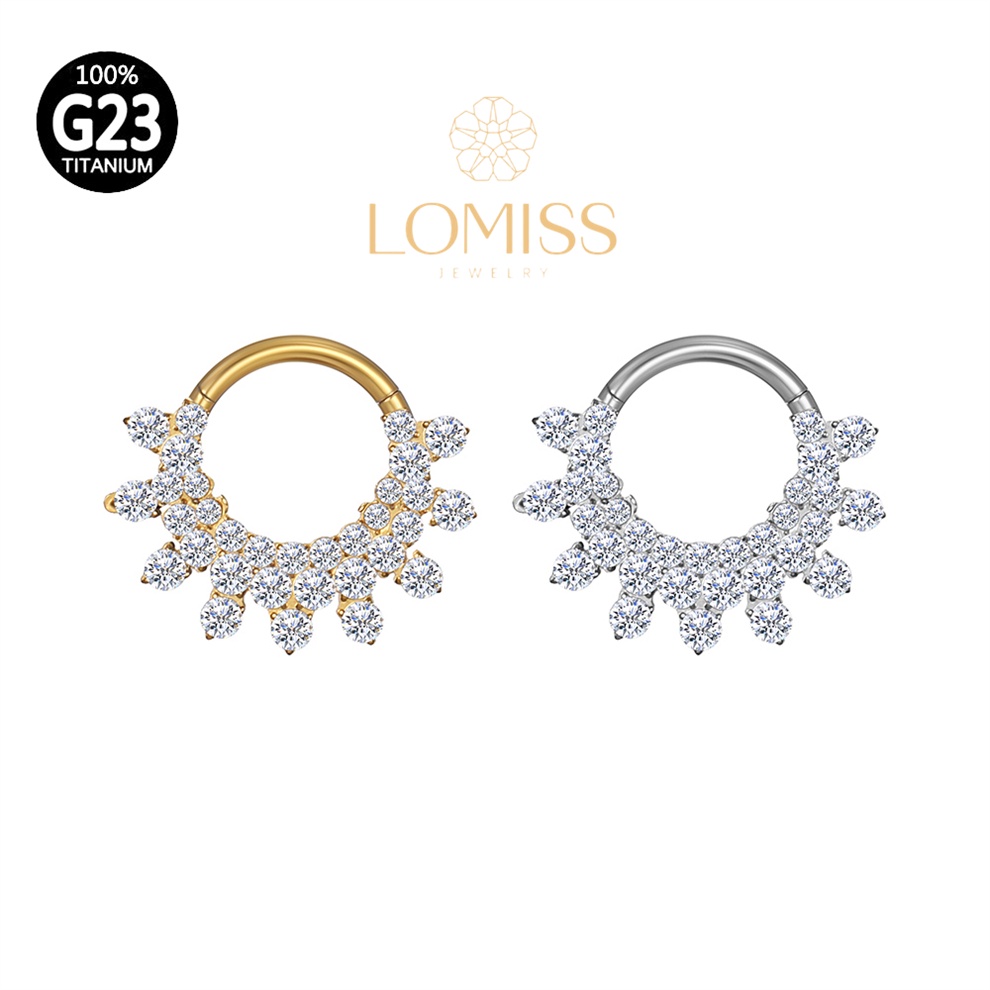 Piercing Orelha Nariz Argola Titânio G23 Clik Zircônias Cravejadas