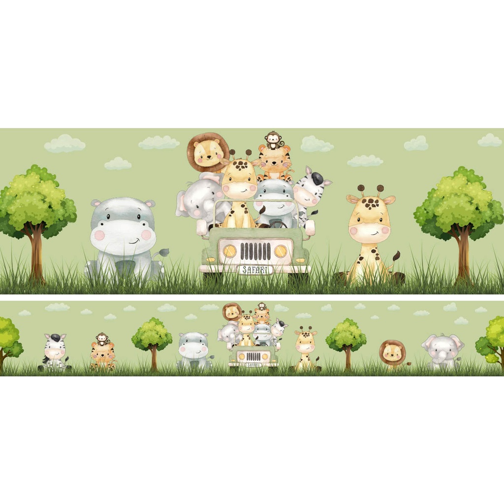 Kit 10 Faixas Decorativas Animais Safari Quarto Infantil Menino