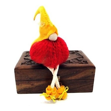 Duende Arco-íris Amarelo (11cm) Gnomo Escandinavo, Decoração, Elemental da Natureza