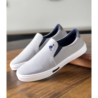 Tenis Masculino Sapatenis Polo Joy Slip On Iate Sapato Calce Fácil Elástico Cinza