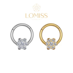 Piercing Argola PVD AÇo CirÚrgico Segmento Articulado Flor ZircÔnia Cravejada