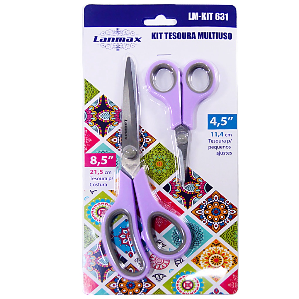 Kit 2 Tesouras Multiuso Lanmax Para Costura E Pequenos Ajustes em Oferta na Shopee