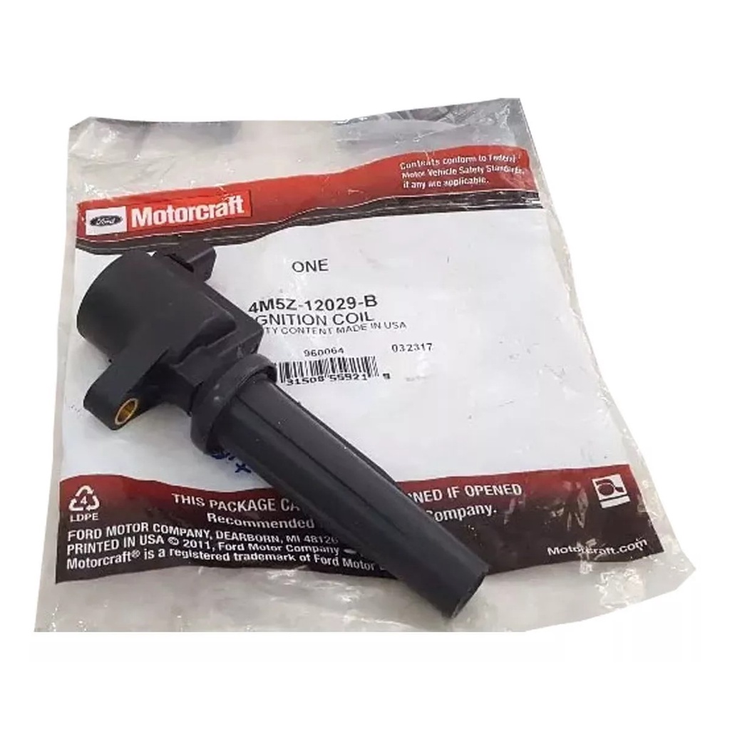 Bobina de Ignicao Conector 02 Pinos (- -) Ford Ecosport Focus 2.0 16V Gasolina 2003 a 2012 Motor Duratec Fusion 2.5 4M5E12A366AA / 4M5Z12029B / 4M5G12A366BA / 4M5G12A366BB / 4M5G12A366BC / 9E5E12A366AA / EURO30648