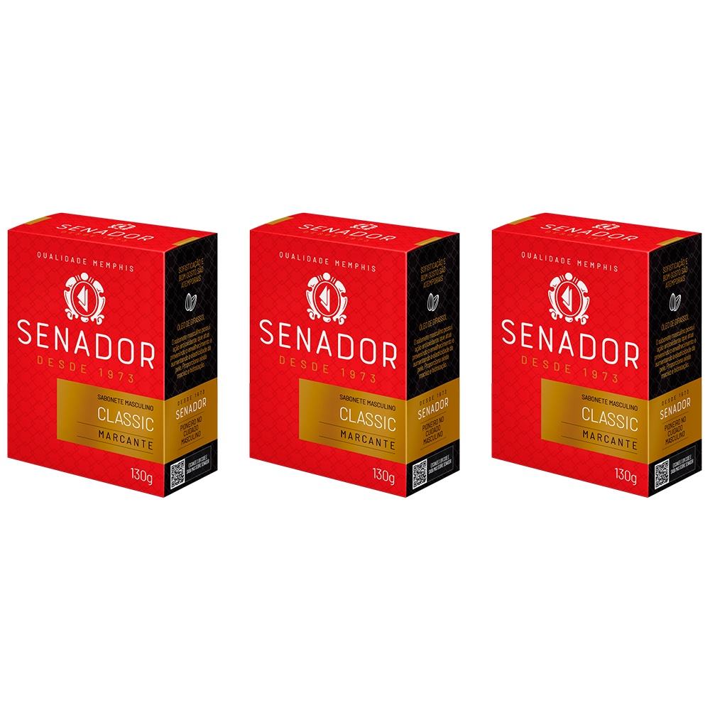 Sabonete Senador Perfumado Masculino 3x130g Fragrâncias