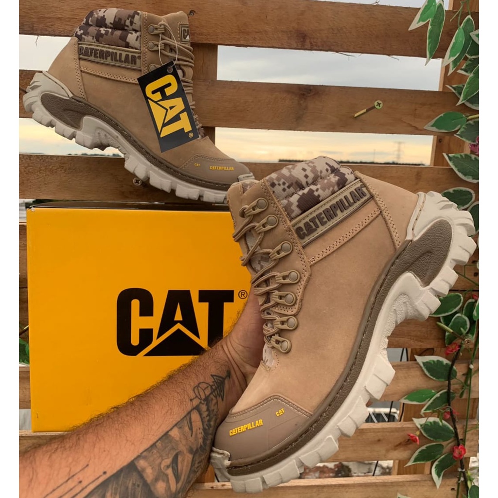 Bota Caterpillar Masculina de Couro Adventure Cat 22 Nude Coturno Botas Botinha Masculino