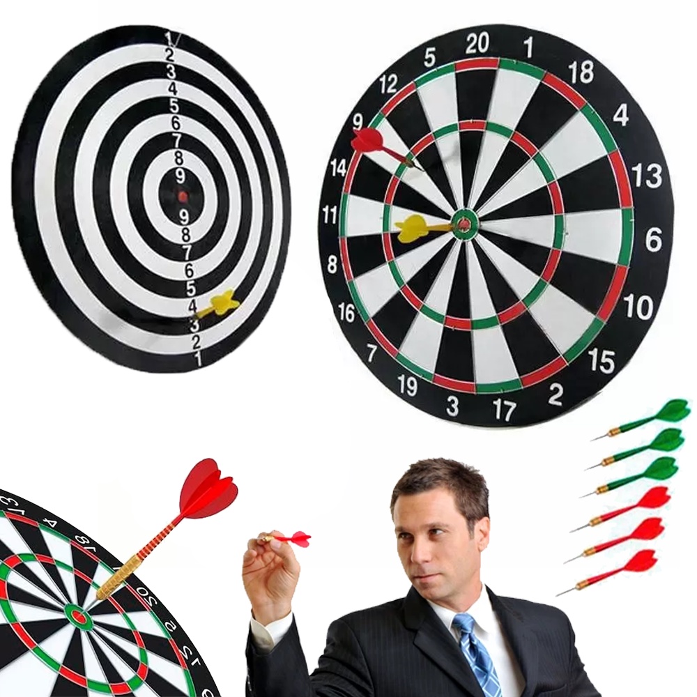 Jogo De Dardos Profissional 2 em 1 Kit Alvo Com 6 Dardos