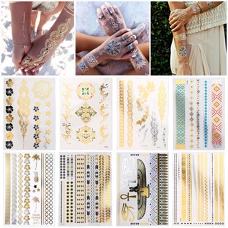 Kit 12 Peças Cartela Grande Tatuagem Metalizada - Tatuagem para Carnaval