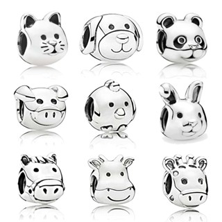 Berloques Silver 925 Animal Panda Dog Panda Pulseira de Encanto de Gato