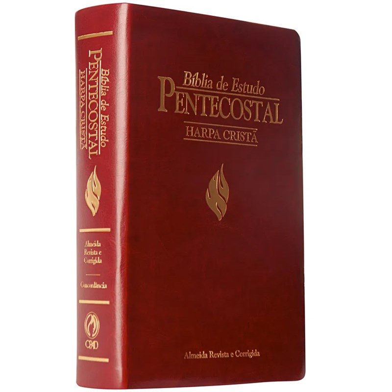 Bíblia de Estudo Pentecostal Média com Harpa Cristã | ARC | Vinho em Oferta na Shopee