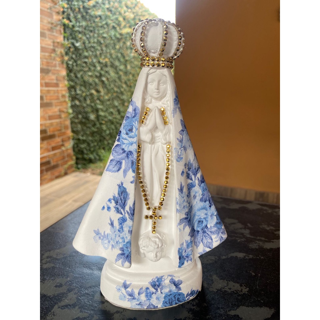 Imagem de Nossa Senhora Aparecida 25cm em Decopagem