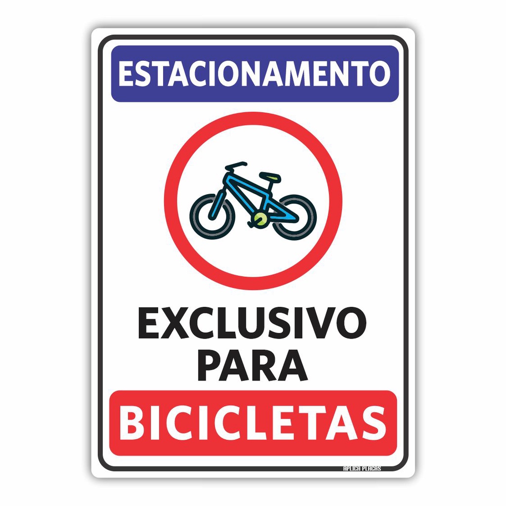 Placa Estacionamento Exclusivo Bicicletas 18x25cm