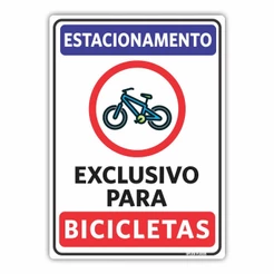 Placa Estacionamento Exclusivo Bicicletas 18x25cm