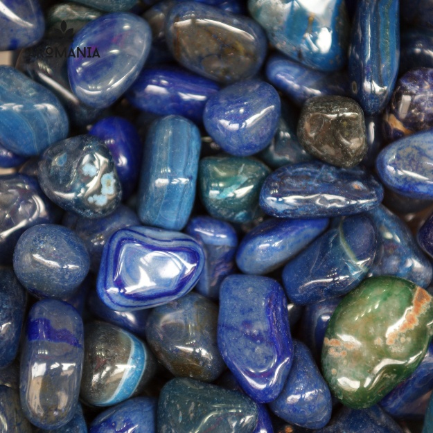 Ágata Azul Cristal Rolado Pedra Natural Paz Interior Elevação Espiritual