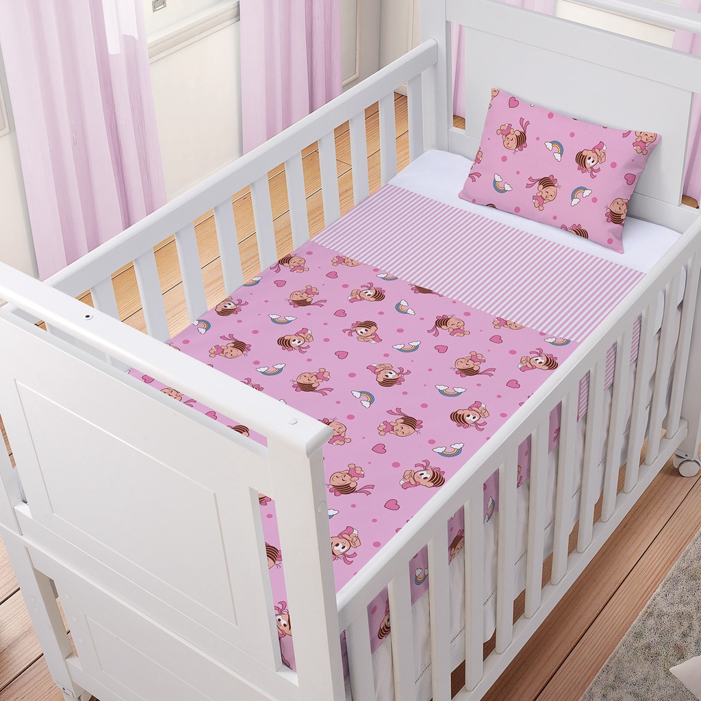 Jogo De Lençol Berço Americano Bebê 100% Algodão C/ 3 Peças Turma Da Mônica Baby em Oferta na Shopee