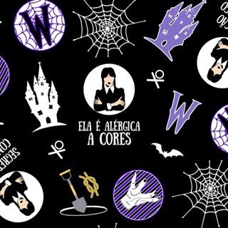 TNT Estampado Halloween Addams Monstros Wandinha 3,00m X 1,40m.