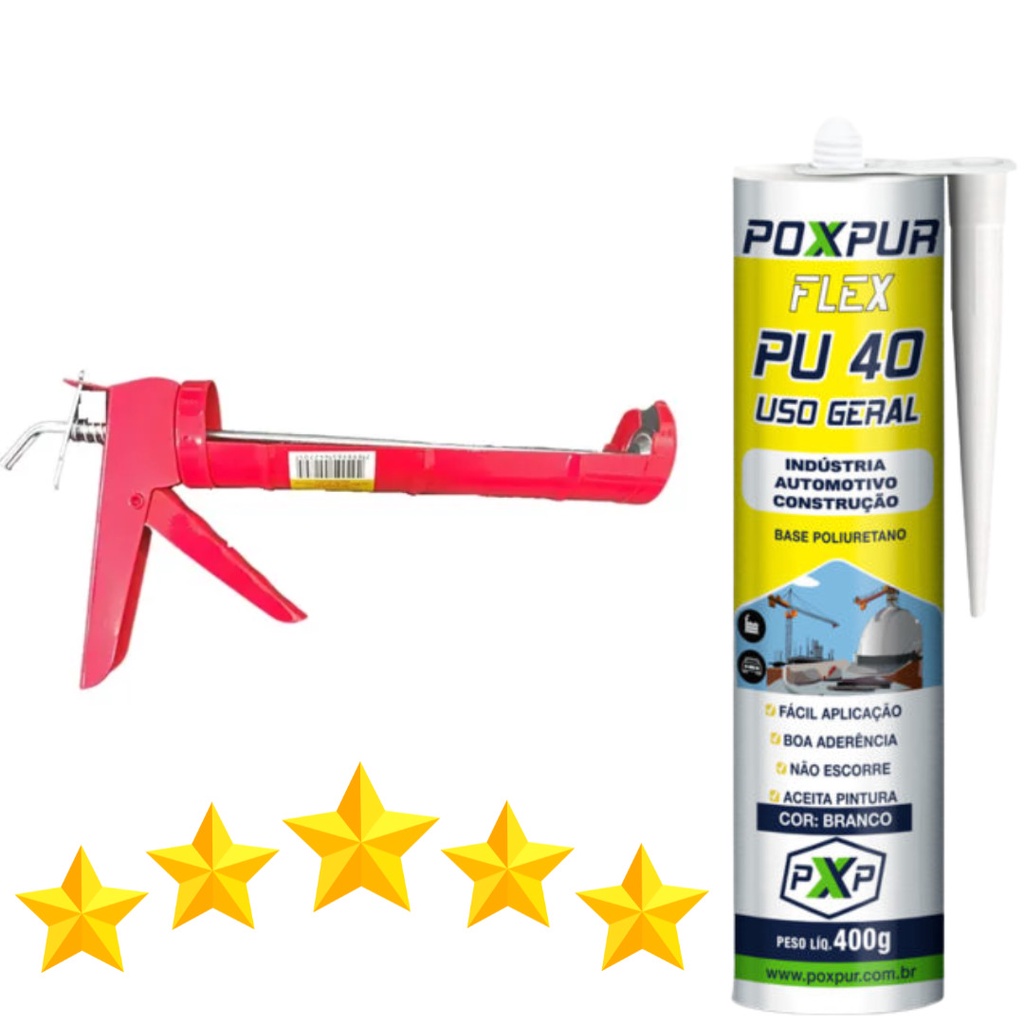 Pu40 cola Pu Silicone + Aplicador Selante Para Vedação de Vidros,Pvc ...