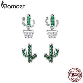 Bamoer Brincos Femininos De Prata Esterlina 925 Verde Cacto Jóias SCE097