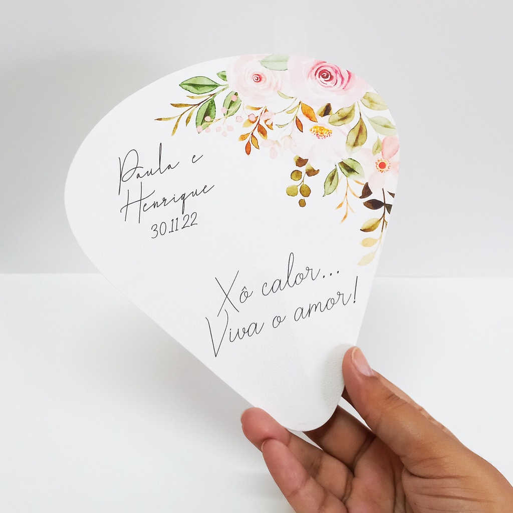 Leque Ventarola Personalizado para Casamento | Lembrancinha Elegante para Padrinhos, Convidados