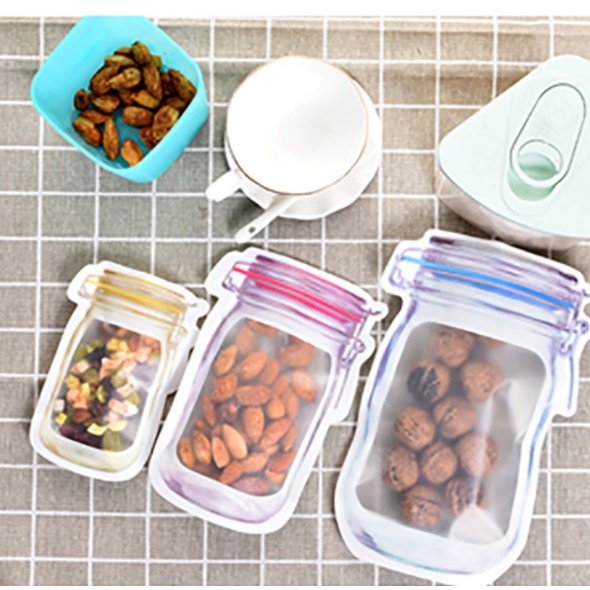 Sacos Zip Lock Reutilizável com Desenho Pote Hermético - 3 Tamanhos Diferentes em Oferta na Shopee