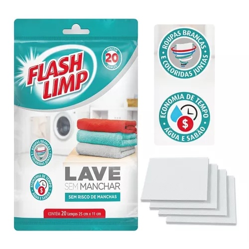 Lenço Antimanchas Lave Sem Manchar Flash Limp - 20 Folhas
