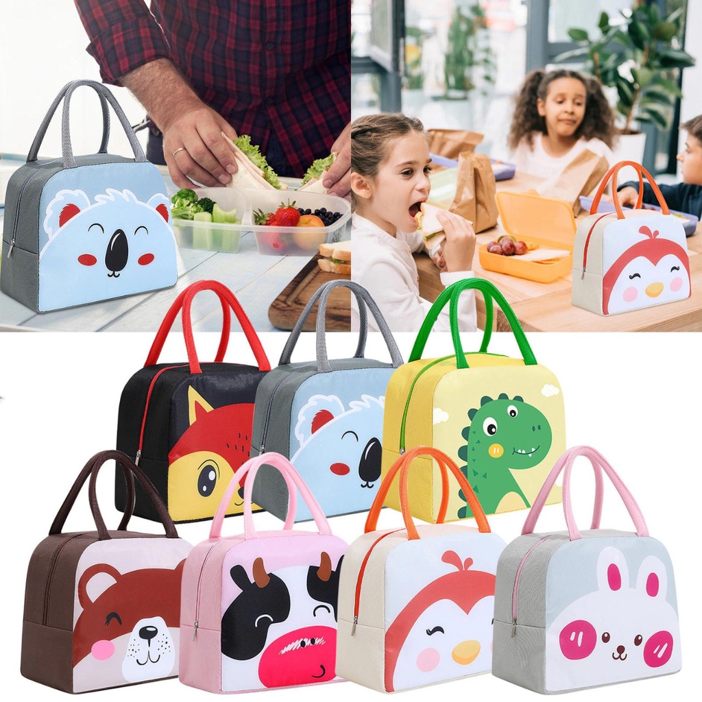 Lancheira Térmica Infantil Bolsa Portátil Necessaire Porta Marmita Criança Bebê Menino Menina Creche Escola Fitness Bichinhos Animais Armazena Alimentos Bebidas Pote Acrílico